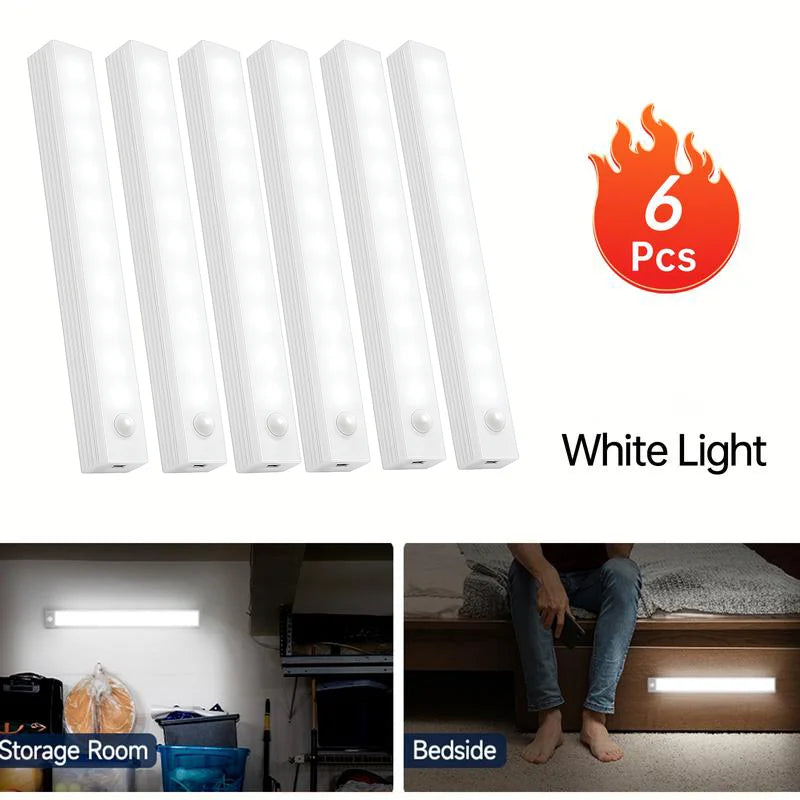 6-Pack Super Sensor Rechargeable Motion LED Light Bars