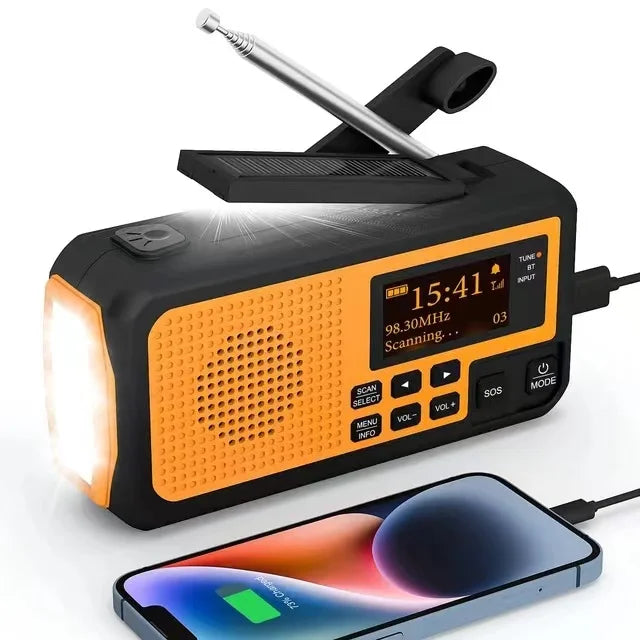 Emergency Solar Hand Crank Radio — AM/FM, LED Torch & Phone Charger