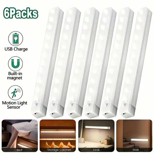 6-Pack Super Sensor Rechargeable Motion LED Light Bars