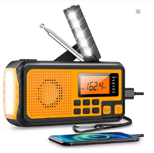 Emergency Solar Hand Crank Radio — AM/FM, LED Torch & Phone Charger