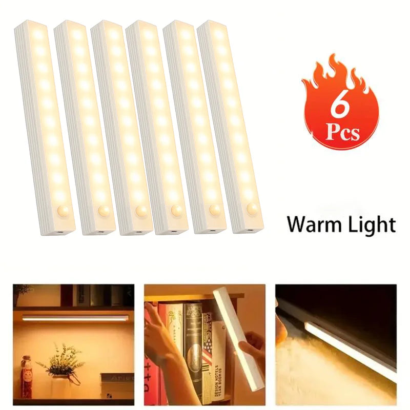 6-Pack Super Sensor Rechargeable Motion LED Light Bars